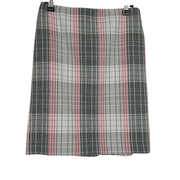 Talbots Straight Pencil Tweed Skirt Wool Gray Plaid Zip Lined Petite - Picture 1 of 5